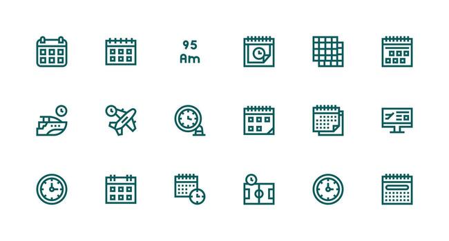 calendario conjunto con 18 fuerte carrera línea íconos alta resolución íconos para ninguna plataforma vector