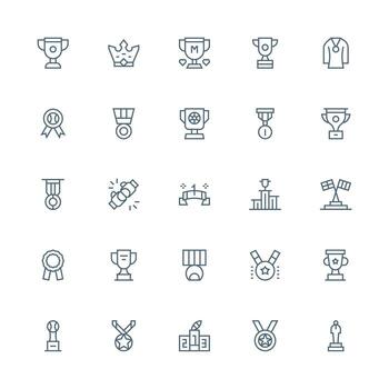 Winner Icon Collection with 25 Medium Stroke Outline Designs Minimal Icon Set for Interface Projects vector