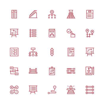 pasos presentando 25 íconos en medio carrera contorno diseño escalable íconos para multiplataforma interfaces vector