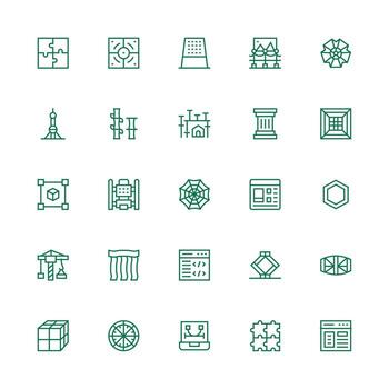 marco de referencia presentando 25 íconos en medio carrera contorno diseño monitor icono paquete vector