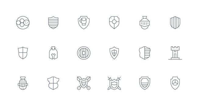 Minimal Line Style Defense Mechanism Icons with 18 Vectors Clean Icon Collection for Web Use