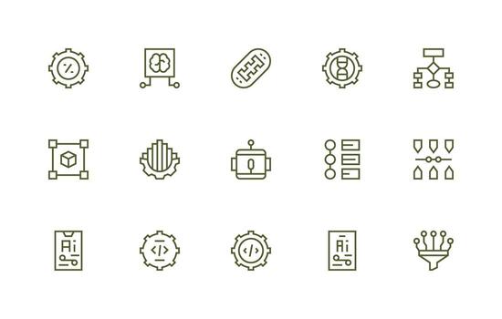 algoritmo icono colección con 15 regular línea diseños icono paquete vector