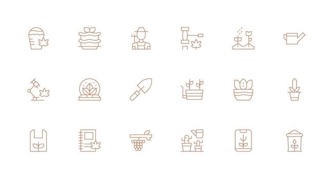 Minimal Line Icons from Grow Set with 18 Vectors Complete Icon Set for Mobile Apps