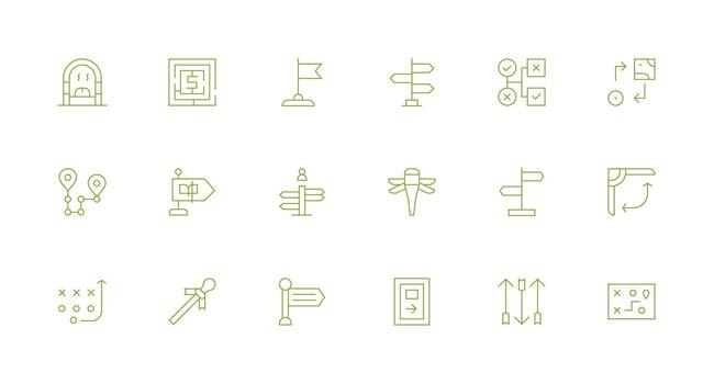 Path including 18 Minimal Line Illustrations Reusable Icon Set vector