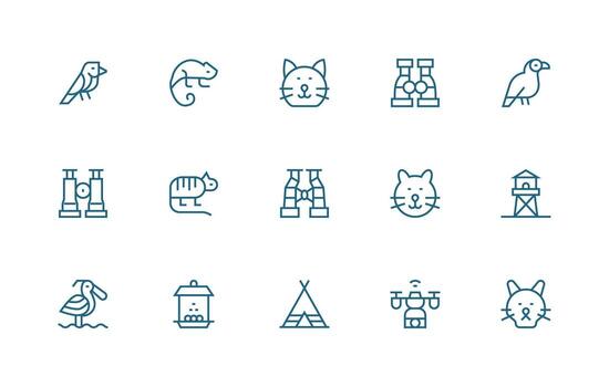 Wildlife Icon Set with 15 Regular Line Graphics Scalable Icons for Cross-Platform Interfaces vector