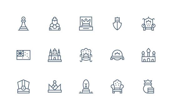 15 Regular Line Vectors for Royal Theme Scalable Icons for Cross-Platform Interfaces