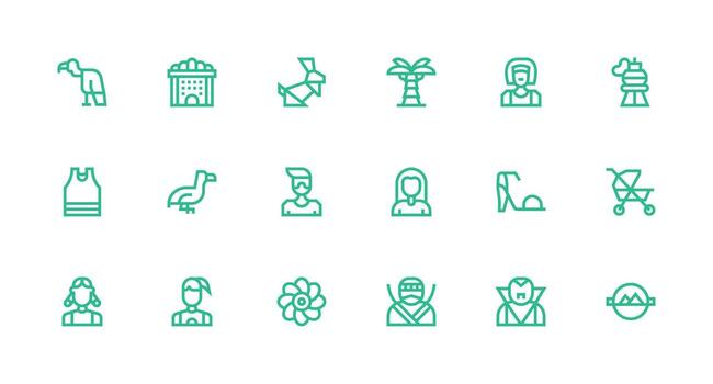 Strong Stroke Line Icons from Silhouette Set with 18 Vectors Simplified Icon Pack for Visual Tools
