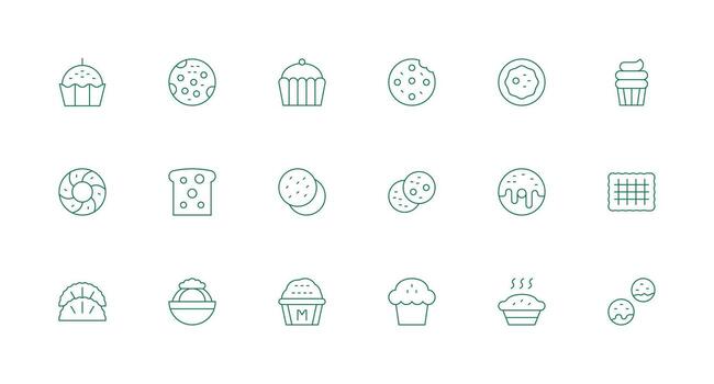 18 Icons for Baked in Minimal Line Format Fully Editable Icon Set for Web vector