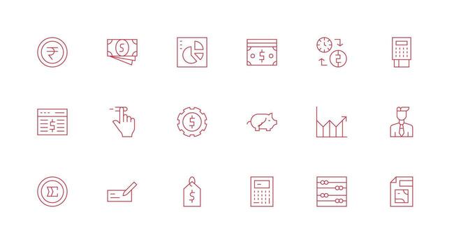 18 Icons for Finance in Minimal Line Format Balanced Icon Set for Functional Design vector