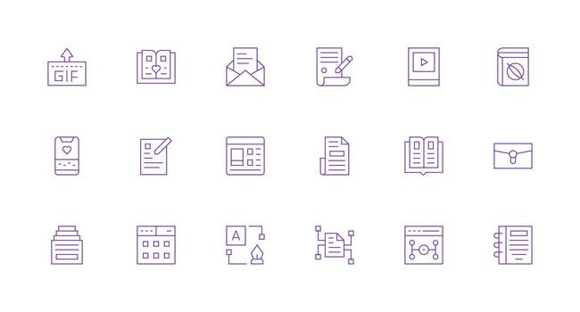 Minimal Line Icons from Content Set with 18 Vectors Sharp Icons for Presentations