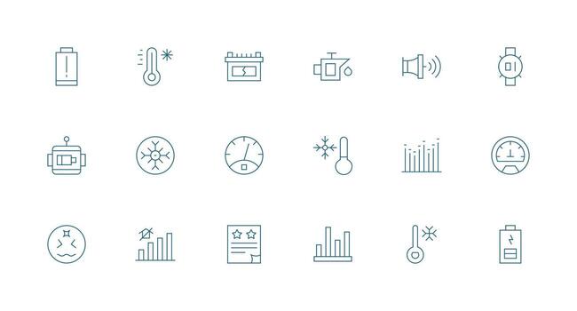 Low featuring 18 Icons in Minimal Line Design User Interface Icons for Digital Products vector
