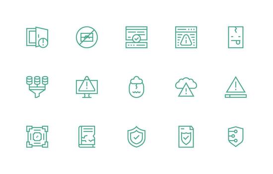 Data Integrity featuring 15 Icons in Regular Line Design Light Icon Series vector