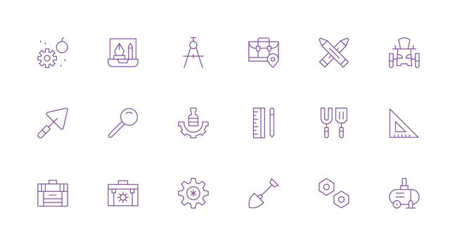 herramientas icono conjunto con 18 mínimo línea gráficos funcional icono serie vector