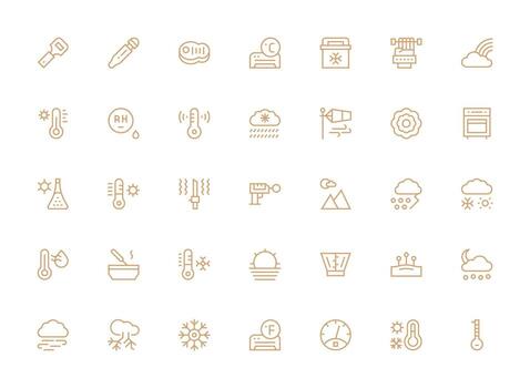 35 Icons for Temperature in Regular Clean Line Format Modern Line and Glyph Icon Series vector