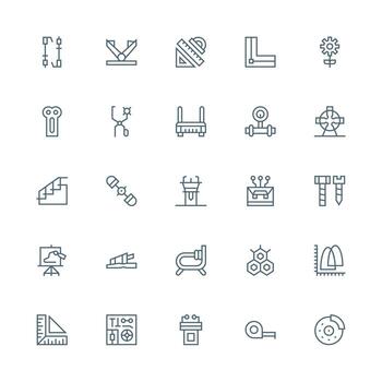 Engineering featuring 25 Icons in Medium Stroke Outline Design Icon Set for Web vector