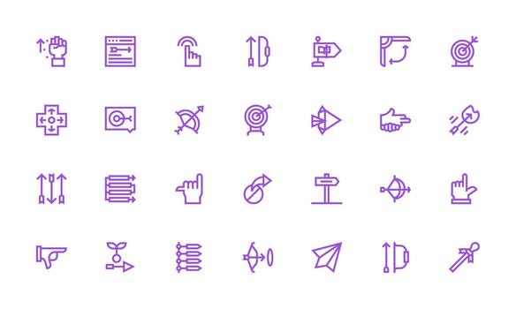 Arrow Icon Set with 28 Bold Line Graphics Customizable Icon Series for Mobile Screens vector