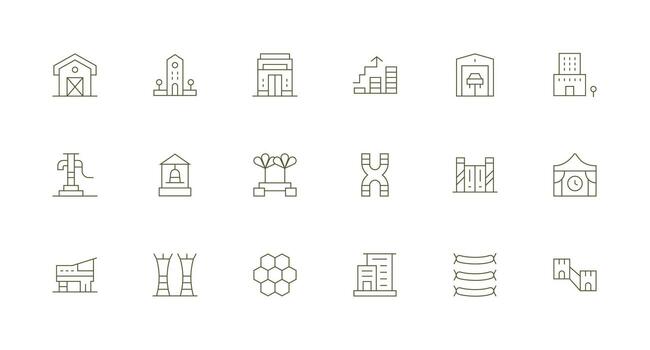 Structure featuring 18 Icons in Minimal Line Design Neat Icon Set vector