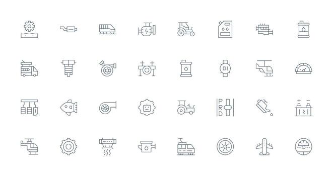 Engine Set with 32 Thin Line Icons UI-Ready Icon Collection vector
