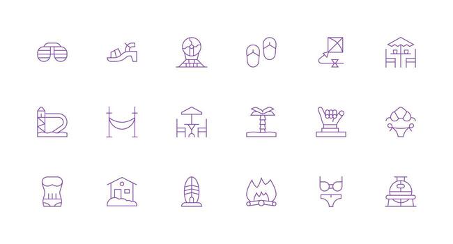 Minimal Line Icons from Vacation Set with 18 Vectors Versatile Icon Collection for Designers