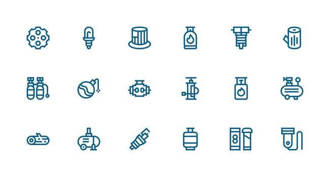 Strong Stroke Line Style Cylinder Icons with 18 Vectors Complete Icon Bundle for Web Design