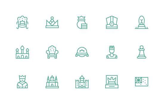 15 Royal Icons in Regular Line Aesthetic Clean Icon Collection for Web Use vector