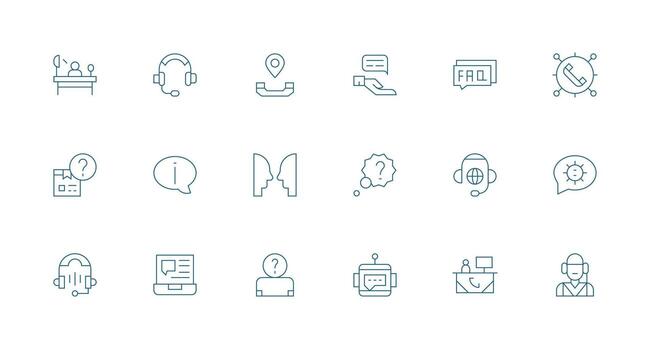 18 Minimal Line Icons for Helpdesk Graphics Flexible Icon System for Web Interfaces vector