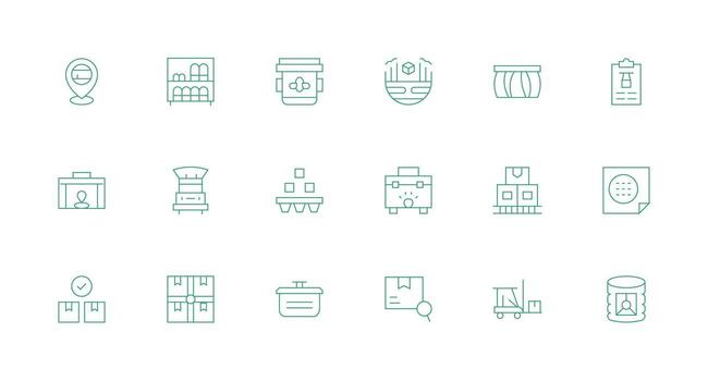 Inventory Design Icons featuring 18 in Minimal Line Style Web and App Icon Pack Collection vector
