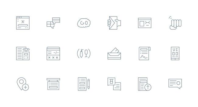 enviar diseño íconos presentando 18 en mínimo línea estilo de múltiples fines icono conjunto vector