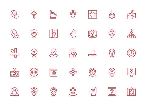 35 punto íconos en regular limpiar línea estético equilibrado icono conjunto para funcional diseño vector