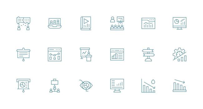 Charts Visual Pack containing 18 Minimal Line Icons Sharp Icons for Presentations vector