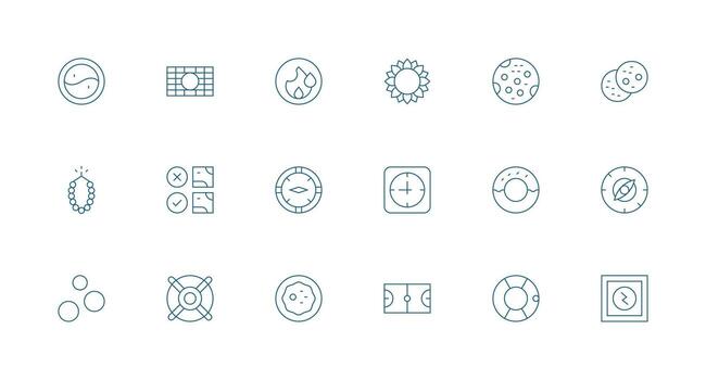 18 Minimal Line Style Icons from Circle Collection Full Icon Library for UI Designers vector