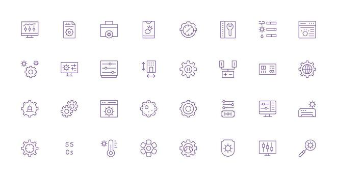 32 Thin Line Icons for Parameters Graphics Design Ready Icon Set for Teams vector