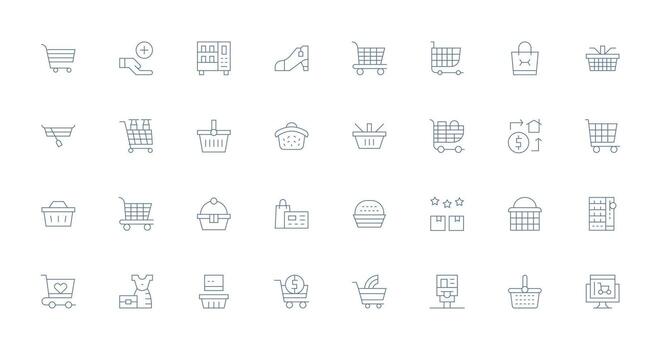 Thin Line Icons from Buy Set with 32 Vectors Balanced Icon Set for Functional Design