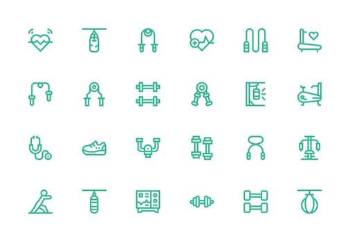 Cardio Set with 24 Thick Line Line Icons Simple Icons for Interface and Wireframes vector