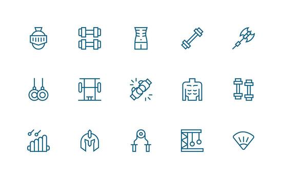 Strength Visual Pack containing 15 Regular Line Icons Responsive Icon Set for Flexible Layouts vector
