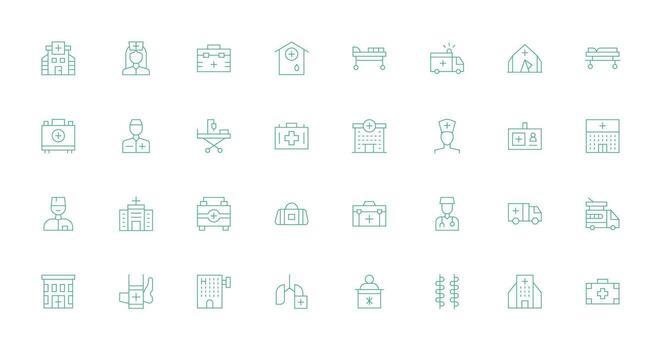 Thin Line Icons from Ambulance Set with 32 Vectors Responsive Icon Set for Flexible Layouts