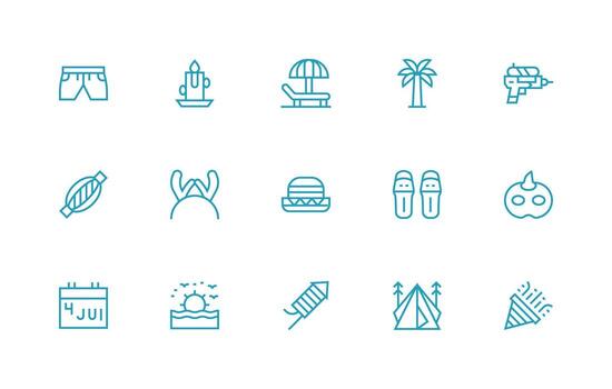 15 Regular Line Icons for Holiday Graphics Reusable Icon Set vector