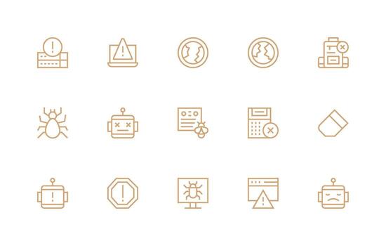 15 Regular Line Designs for Error Icons Scalable Icon Pack vector