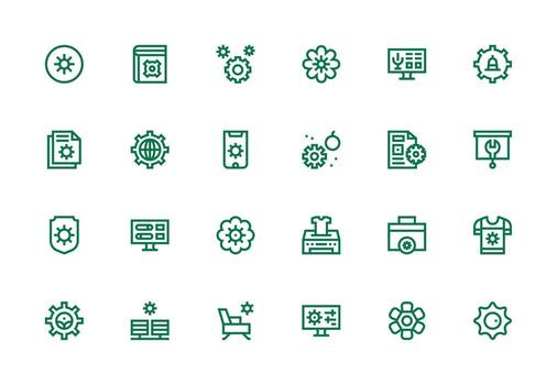 24 íconos para personalización en grueso línea línea formato sencillo íconos para interfaz y wireframes vector