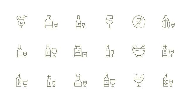 18 Minimal Line Style Icons from Spirits Collection Multi-Style Icons for Creative Projects vector
