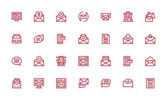 bandeja de entrada diseño íconos presentando 28 en negrita línea estilo alta resolución íconos para ninguna plataforma vector