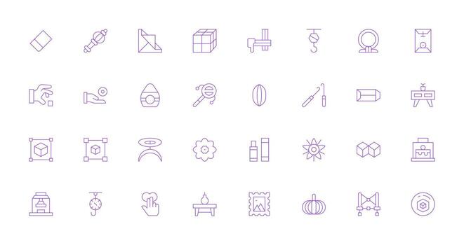 32 Object Icons in Thin Line Aesthetic Scalable Icons for All Themes vector