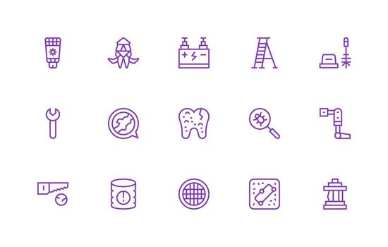 15 íconos para reparar en regular línea formato básico icono serie vector