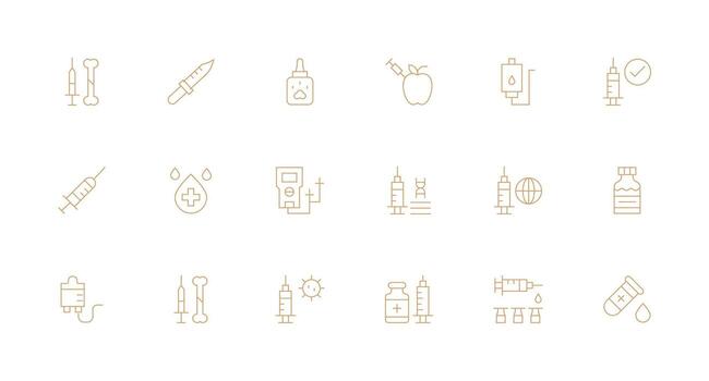 Minimal Line Style Injection Icons with 18 Vectors Creative Icon Set