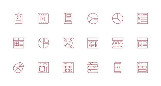18 Icons for Sections in Minimal Line Format Web and App Icon Pack Collection vector