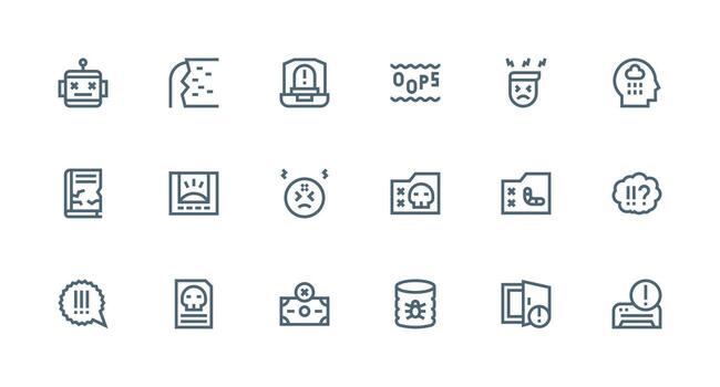 System Error featuring 18 Icons in Strong Stroke Line Design Organized Glyph Icons for Fast Design vector