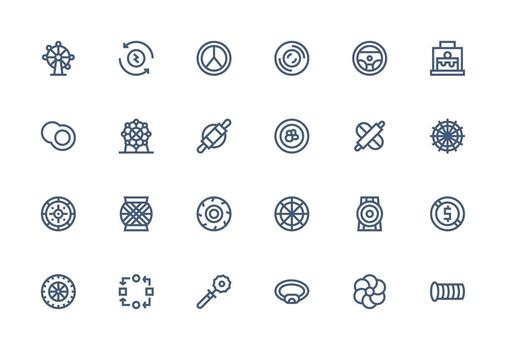 24 Circular Icons in Thick Line Line Aesthetic Core Icon Collection for Daily Tasks vector