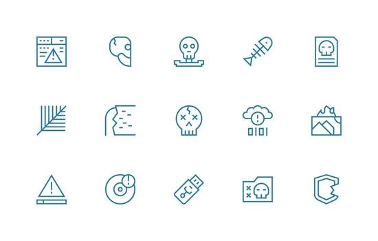Regular Line Style Corrupted Icons with 15 Vectors Line Icon Collection