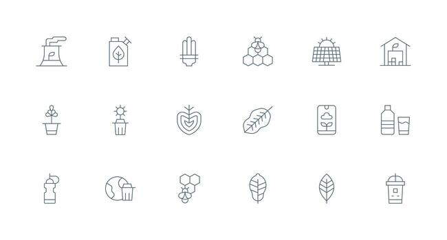 18 Minimal Line Style Icons from EcoFriendly Collection Reusable Icon Set vector