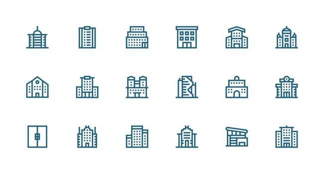 18 Strong Stroke Line Icons for Apartment Building Graphics Core Icon Collection for Daily Tasks vector